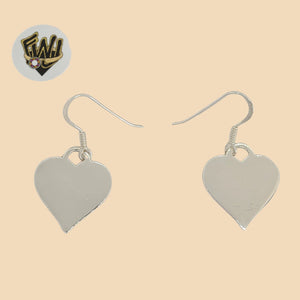 (2-3525) 925 Sterling Silver - Heart Dangle Earrings - Fantasy World Jewelry