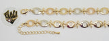 (1-0812) Gold Laminate - 8mm Alternative three Tone Bracelet - 7" - BGO - Fantasy World Jewelry