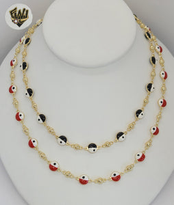 (1-3902-L) Gold Laminate - 8mm Eyes Necklace - BGO