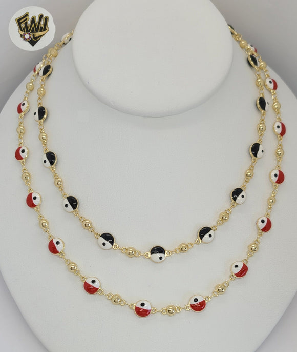 (1-3902-L) Gold Laminate - 8mm Eyes Necklace - BGO