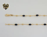 (1-1563) Laminado de oro - Cuentas negras de 4 mm con cadena de eslabones curvos - BGF