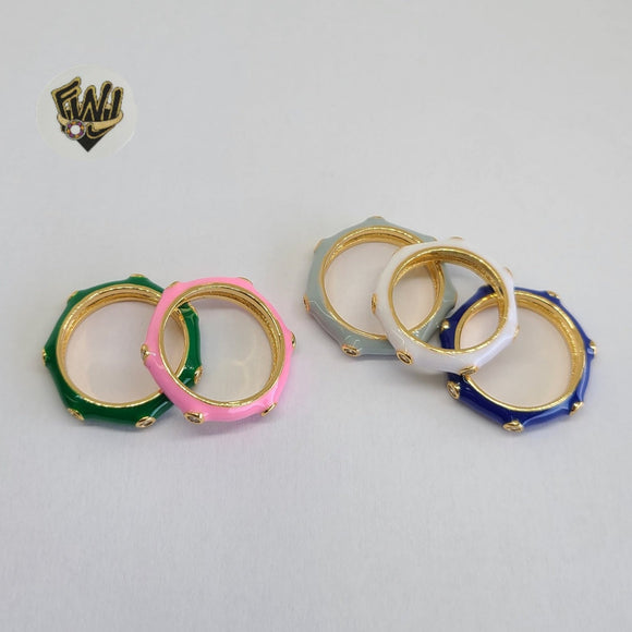 (1-3088) Gold Laminate - Enamel Colorful Ring - BGO - Fantasy World Jewelry