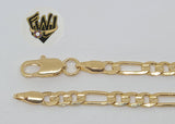 (1-0402) Gold Laminate - 4mm Figaro Bracelet - 7.5" - BGF - Fantasy World Jewelry