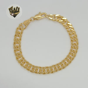 (1-0467) Gold Laminate - 7mm Double Curb Link Bracelet - 6.5" - BGF - Fantasy World Jewelry