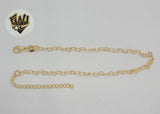 (1-0081) Gold Laminate - 3mm Heart Link Anklet - 9" - BGF - Fantasy World Jewelry