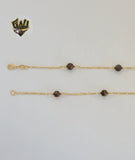 (1-3902-G) Gold Laminate - 6.5mm Tiger Eye Beads Necklace - BGF