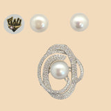 (2-6781) 925 Sterling Silver - Zircon Pearl Set. - Fantasy World Jewelry