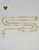 (1-3332) Gold Laminate - 3mm Beads Rosary Necklace - 18" - BGF. - Fantasy World Jewelry