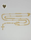(1-3332) Gold Laminate - 3mm Beads Rosary Necklace - 18" - BGF. - Fantasy World Jewelry