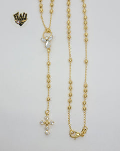 (1-3301) Gold Laminate - 3.5mm Beads Rosary Necklace - 19" - BGF - Fantasy World Jewelry