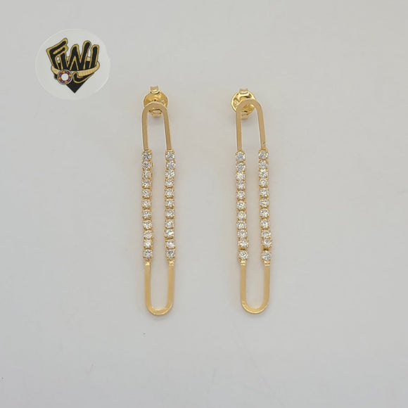 (1-1242-3) Gold Laminate - Zircon Long Earrings - BGF