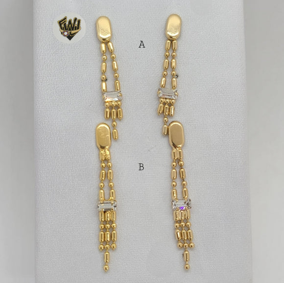 (1-1220) Gold Laminate - Long Earrings - BGF - Fantasy World Jewelry