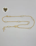 (1-3304) Gold Laminate - 6mm Beads Rosary Necklace - 18" - BGF. - Fantasy World Jewelry