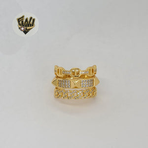 (1-3144) Gold Laminate - Zircon Triple Band Ring - BGO - Fantasy World Jewelry