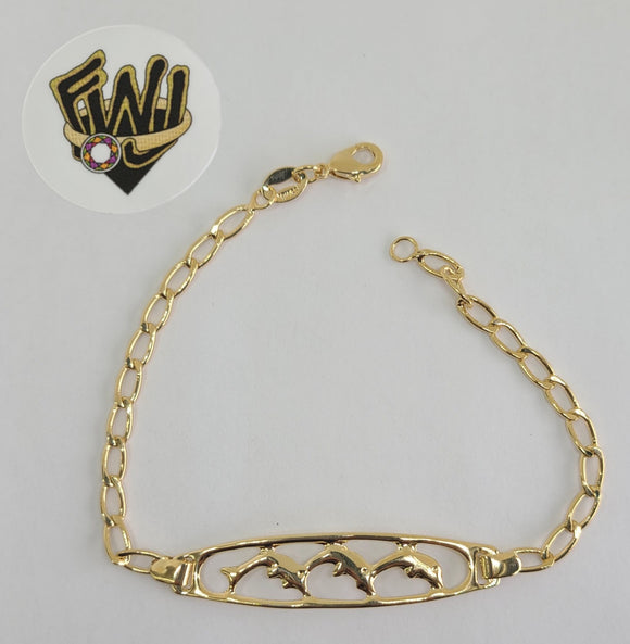 (1-0583) Gold Laminate Bracelet- 2.5mm Open Link Bracelet w/Plate-7''-BGO - Fantasy World Jewelry