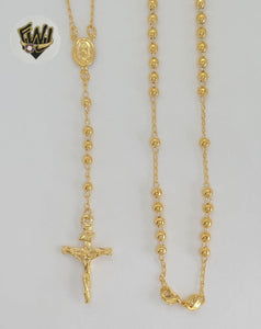 (1-3317-2) Gold Laminate - 4mm Guadalupe Virgin Rosary Necklace - 18" - BGO