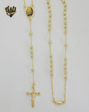 (1-3336) Gold Laminate - 5mm Saint Michael Archangel Rosary Necklace - 24" - BGO.