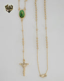 (1-3325-1) Gold Laminate - 3mm Saint Jude Thaddeus Rosary Necklace - 20" - BGO.
