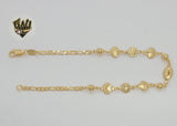 (1-0109) Gold Laminate - 3mm Figaro Link Shell Anklet - BGF - Fantasy World Jewelry