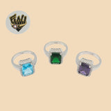(2-5112) 925 Sterling Silver - Zircon Square Ring - Fantasy World Jewelry