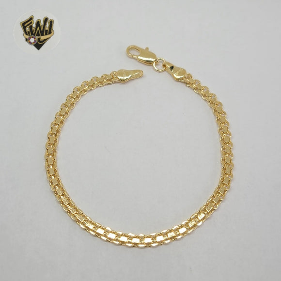 (1-0430) Gold Laminate - 3.5mm Bismarck Link Bracelet - 7'', 7.5