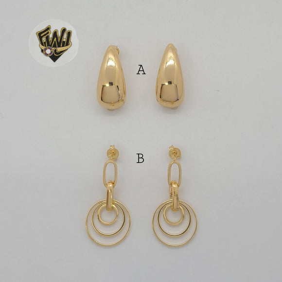 (1-1207) Gold Laminate - Thick Earrings - BGF