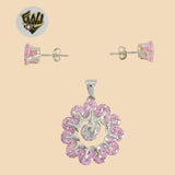 (2-6378) 925 Sterling Silver - Pink Zircon Set. - Fantasy World Jewelry