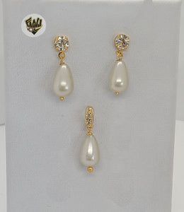 (1-6171) Gold Laminate- Pearl Set - BGO - Fantasy World Jewelry