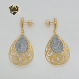 (1-1242) Gold Laminate - Two Tones Long Earrings - BGF - Fantasy World Jewelry