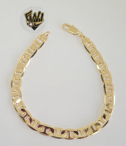 (1-60039) Gold Laminate - 8mm Flat Marine Link Men Bracelet- 8.5" - BGF - Fantasy World Jewelry