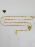 (1-3326) Gold Laminate - 2.5mm Beads Rosary Necklace - 18''- BGO. - Fantasy World Jewelry