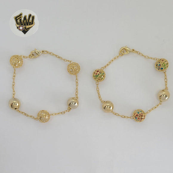 (1-0713) Gold Laminate - 2mm Balls Bracelet - 8
