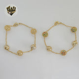 (1-0713) Gold Laminate - 2mm Balls Bracelet - 8" - BGO