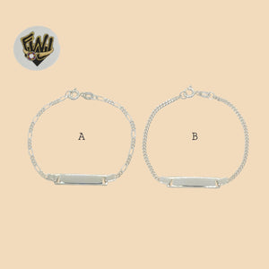 (2-0467) 925 Sterling Silver - 2mm Kids Plate Bracelet - 6"