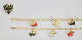(1-0560-1) Gold Laminate Bracelet-3mm Link Bracelet w/ Elephant Charms -7.5''-BGO - Fantasy World Jewelry
