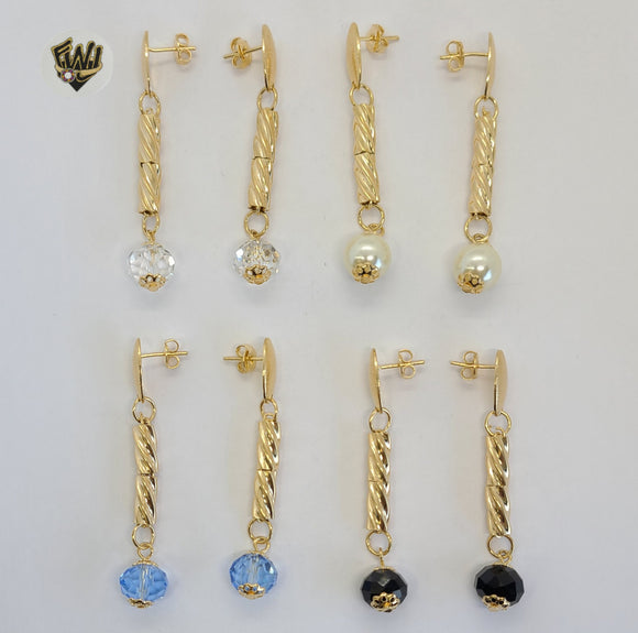 (1-1227) Gold Laminate - Long Earrings - BGF - Fantasy World Jewelry