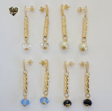 (1-1227) Gold Laminate - Long Earrings - BGF - Fantasy World Jewelry