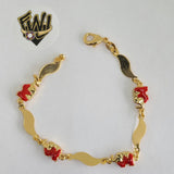 (1-0535) Gold Laminate Bracelet -7mm Alternative Bracelet w/ Elephants- 7''-BGO - Fantasy World Jewelry