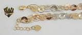 (1-0813) Gold Laminate - 8mm Alternative 3-Tone Bracelet - 7" - BGO - Fantasy World Jewelry