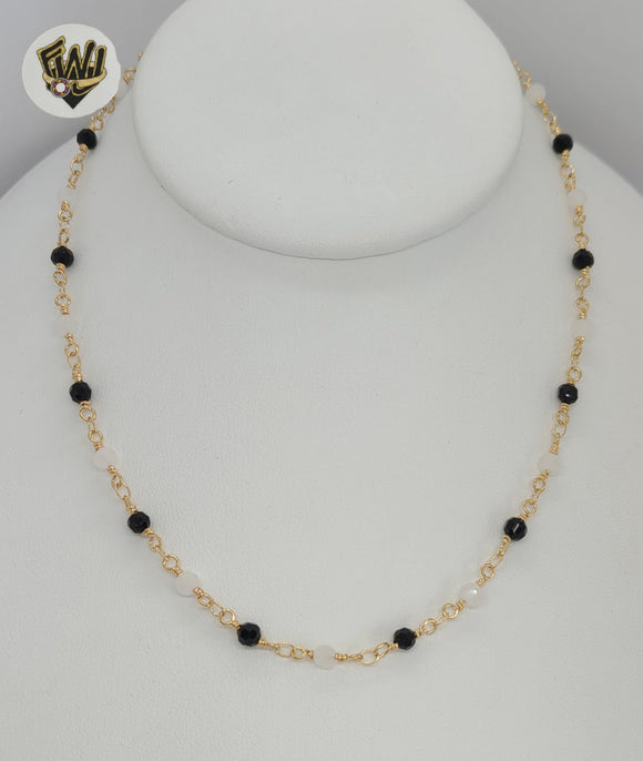 (1-3902) Gold Laminate - 4mm Beads Necklace - BGO