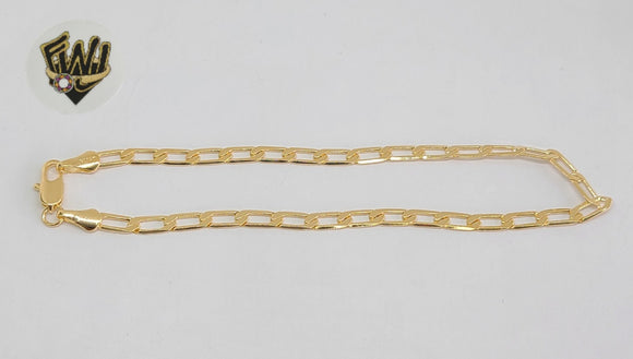 (1-0017) Gold Laminate - 4mm Flat Open Link Anklet - 10
