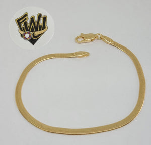 (1-0434) Gold Laminate Bracelet - 3mm Herrinbgbone Link - BGF - Fantasy World Jewelry