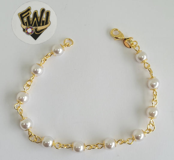 (1-0731-1) Gold Laminate -4mm Pearl Bracelet - 7