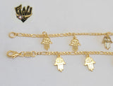 (1-0257) Gold Laminate - 2mm Figaro Anklet w/Charms - 9.5" - BGO - Fantasy World Jewelry