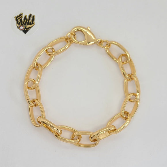 (1-0489) Gold Laminate - 9mm Open Link Bracelet - 7.5” - BGO