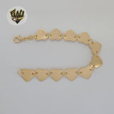 (1-0723) Gold Laminate - 11mm Heart Link Bracelet - 7" - BGF