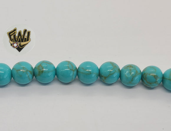 (MBEAD-62-1) 8mm Blue Turquoise Beads - Round - Fantasy World Jewelry