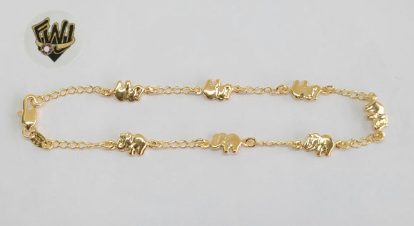 (1-0087) Gold Laminate - 2.5 mm Link with Elephant Anklet - 10