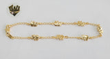 (1-0087) Gold Laminate - 2.5 mm Link with Elephant Anklet - 10" - BGF - Fantasy World Jewelry