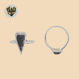 (2-5106-3) 925 Sterling Silver - Heart Black Zircon Ring